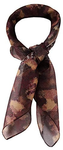 TigerTie Damen Chiffon Nickituch Halstuch in bordeaux rotbraun grau braun gemustert - Größe 58 x 58 cm