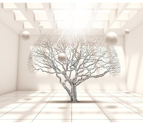 decomonkey Fototapete Abstrakt Baum 350x256 cm XL Tapete Fototapeten Vlies Tapeten Vliestapete Wandtapete moderne Wandbild Wand Schlafzimmer Wohnzimmer 3d Effekt Kugeln Architektur