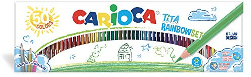 CARIOCA Buntstifte, Tita Buntstifte – leuchtende und auswaschbare Farben, extra starke Mine Ø 3 mm, gleichmäßiges Schreiben, sechseckiger Schaft (Box mit 50 Buntstiften)