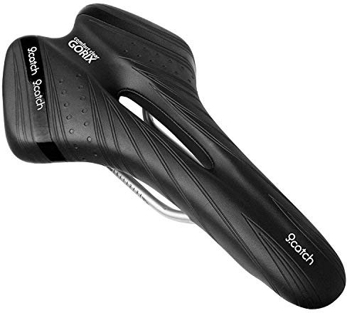 GORIX Fahrradsattel Sitz Bequemes Kissen mit Rail Mountain Road Fahrrad für Männer und Frauen (A6-1) (All Black)