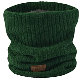 NovForth Winter Neck Warmer Fleece Lined Infinity Scarf Double-Layer Fleece Thicken Windproof and Dust Skiing Circle Lining Knit Infin for Mens Womens