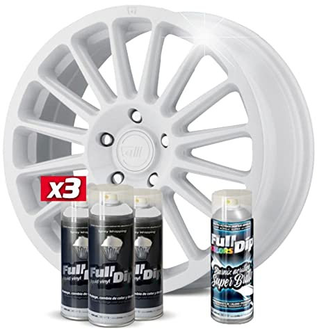 AutoFullCar - Pack 3 Sprays Full Dip Blanco Brillo - 400 ml. Unidad