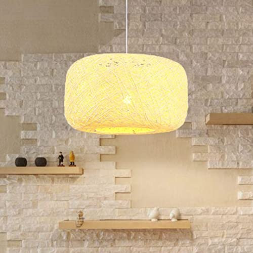 GUANSHAN Handgewebte Schnur Rattan Pendelleuchte Rattan Leinen Deckenleuchte Vogelnest Lampenschirm Kronleuchter Deckenleuchte für Restaurant, Cafe, Schlafzimmer,30 cm / 12 Zoll
