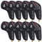 Big Teeth 10Pcs Long Neck Iron Head Covers, USA Golf Head Covers Black Iron Covers, Golf Club Covers with Number Golf Club Head Covers Fit Taylormade M2 Callaway Rogue X Ping G710