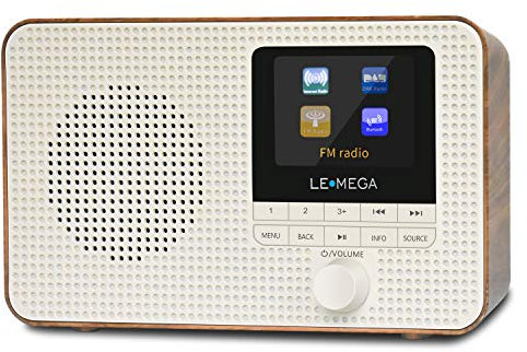 LEMEGA IR1 Tragbares WiFi Internetradio,DAB/DAB+/FM Digitalradio,Bluetooth,Doppelwecker,Schlaf-Snooze-Timer,60 Voreinstellungen,Kopfhörerausgang,Farbdisplay,Batterie- oder Netzbetrieb – Nussbaum