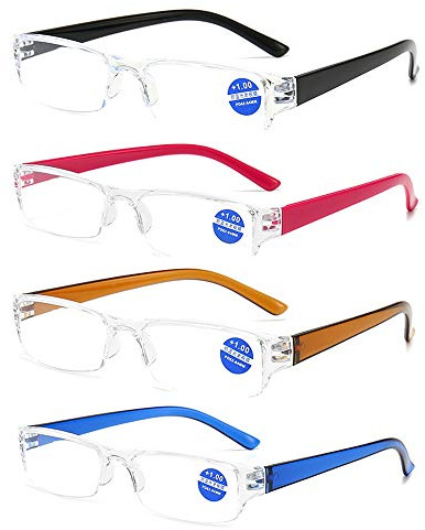 KoKoBin 4 stuck Halbbild ultraleichte Lesebrille Sehhilfen mit Blaulichtfilter Anti-Blau-Lesehilfe für Damen und Herren +3.0