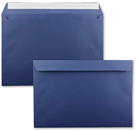 50x große XXL Briefumschläge DIN C4 in Dunkelblau (Blau) - 22,9 x 32,4 cm - Haftklebung ohne Fenster - Versandtasche für DIN A4 geeignet