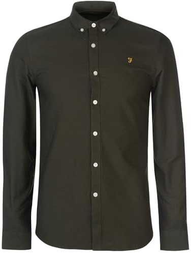Farah Mens Long Sleeve Shirt Cotton Dark Green XS