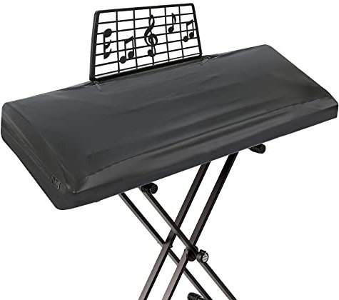 Explore Land Premium Piano Keyboard Dust Cover with Music Stand Opening - Stretchy Leather Protector for 61-88 Keys Digital Electronic Piano (Black,88)