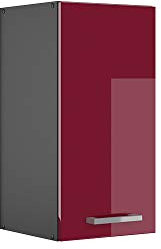 Vicco Hängeschrank R-Line, hängender Küchenschrank, Bordeaux Hochglanz/Anthrazit, 30 cm