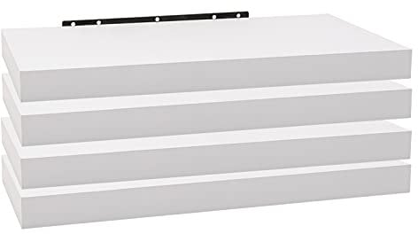 WOLTU 4X Wandregal Wandboard Bücherregal Regale für Deko Wandablagen aus MDF Holz, 4er Set Hängeregal Weiss, 50x23x3,8cm RG9368ws-4