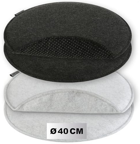 com-four® 4X Sitzkissen aus Filz Ø 40 cm - gepolstertes Stuhlkissen - runde Sitzpolsterauflage für Esszimmer, Garten, Balkon - rutschfeste Unterseite mit Anti-Slip