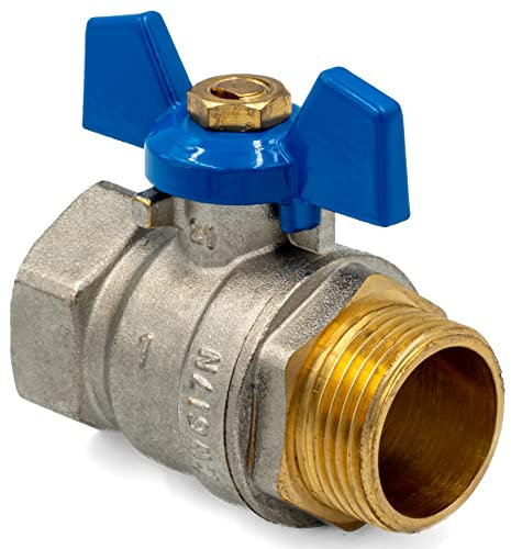 Robinet à boisseau sphérique 1/2 pouce – Vanne d'arrêt avec poignée papillon 30 BAR filetage intérieur - filetage extérieur