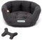 Doctor Bark - Hundebett rund - kuscheliger Hundekorb für größere Hunde mit orthopädischem Wendekissen und Toy-Bone - Waschbar bis 95°C - Made in Germany (L - 60x50 cm, Grau)