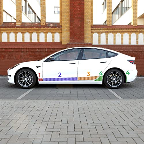 Tesvolution® Steinschlag Schutzfolie Tesla Model 3 2017-2022 - Schweller - Lackschutzfolie selbstklebend und transparent glänzend als Lackschutz oder Stoßstangenschutz Zubehör