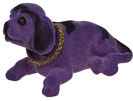MIJOMA Mini Wackelhund Wackelkopf Dackel für das Auto Amaturenbrett oder Hutablage, 15x7x7cm (Violett)
