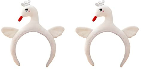 ifundom 2 STK Schwanen Stirnband Vogel Hut Kostüm Ausgefallener Tierkopfschmuck Stirnbänder Für Zootiere Cartoon-Haarband Blasenstirnband Schwan Partyhüte Plüsch Bilden Weiß Kleidung 3D