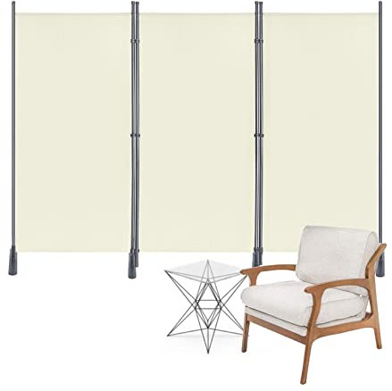 LARS360 Paravent Raumteiler 3 Teilig 275x180cm Stoff Raumteiler Trennwand Klappbar Stellwand Raumtrenner Sichtschutz Sichtschutzwand für Innen und Außenbereich (Beige)