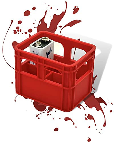 Batterie Bier Kasten Batteriekasten Batteriekiste Batteriebox Aufbewahrungsbox Minikiste Minibox für Aufbewahrung von Batterien AA, AAA, 9V, Leerkiste - 3D gedruckt (9 Volt, Rot)