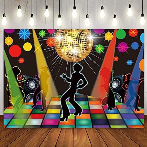 Disco Party Dekoration Club Tanz musikalisch dj Hintergrund Glitzer bühne neon Nacht 70er 80er Jahre 90er Geburtstag Banner Foto 240X180cm