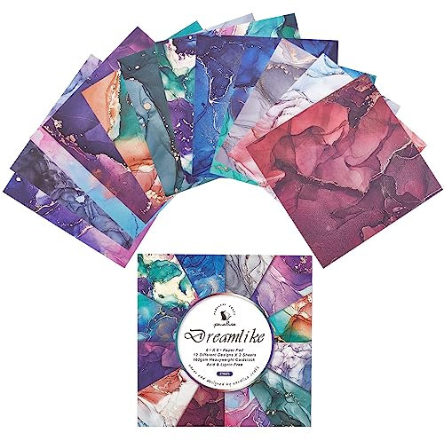 GORGECRAFT 24 Stück Farbmischungspapier 15.2x15.2 cm Marmor-Bronzing-Muster Papierpackung Dekoratives Bastelpapier Scrapbook-Karton Block Für DIY-Kartenherstellung Scrapbooking Fotoalbum Dekoration