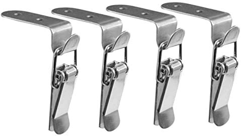 Oewnvmd 90 Degrees Duck-Mouth Buckle Hook Lock Stainless Steel Spring Loaded Draw Toggle Latch Clamp Silver Hasp Latch Catch A