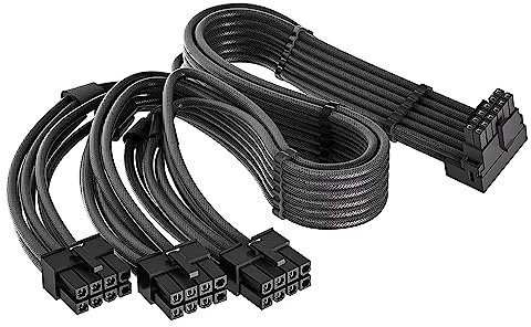 12VHPWR 90 Degree Right Angle Adapter for Corsair 12VHPWR 16AWG 600W PCIE 5.0 12+4 16 Pin for RTX 4090 4080 3090TI 4070Ti GPU, 3X 8 Pin ONLY for Corsair Modular Power Supply (Type A)