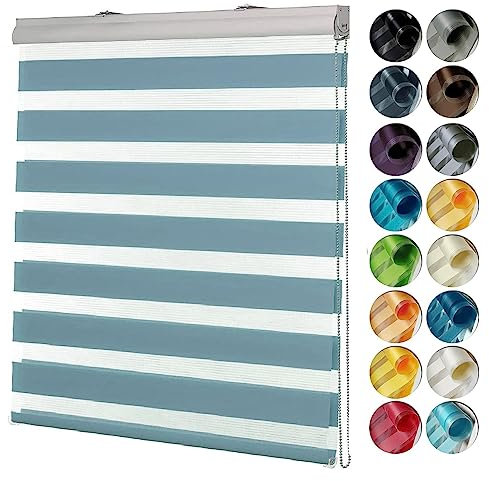 Lamellenvorhang Vertikaljalousie 120 x 350 cm Einfache Montage, Schutz der Privatsphäre Day + Night Plissee Falt-Rollo Inkl. Aller Montage-Teile für Tür und Fenster, Blau