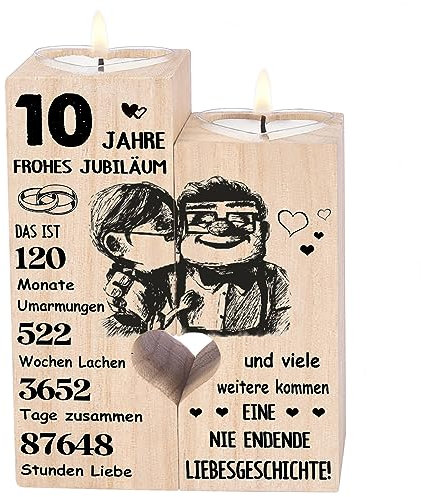 Rosenhochzeit Geschenke, 10 Hochzeitstag Geschenk, Kerzenständer - Rosenhochzeit, 10 jähriges jubiläum, 10. Jahrestag Geschenk für Frau Mann