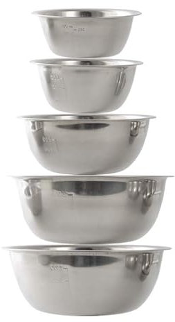 Allence Bol à Mélanger en Acier Inoxydable, 1/3/5 Pièces Saladier avec Marquages, Cul de Poule INOX, Bol INOX Cuisine Bowl de Mélange, Empilables et Lavables au Lave-Vaisselle