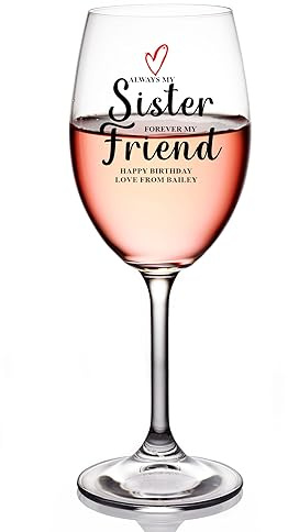 Personalised Sister Wine Glass Gift For Her With Love Heart Any Occasion