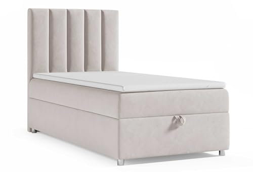 Best For Home Trinity K10 EinzelBett | Boxspringbett mit Bonell Federkernmatratze 70x200 | MatratzenTopper | Bett mit Matratze | Bett mit Stauraum
