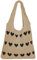 DKIIL NOIYB Gestrickte Umhängetasche Gehäkelte Einkaufstasche Herz Handtasche Hobo Bag Strick Tragetasche Häkeltasche Herz Strandtasche Tote Bag Teenager Mädchen Shopper Tasche (A1-Khaki)