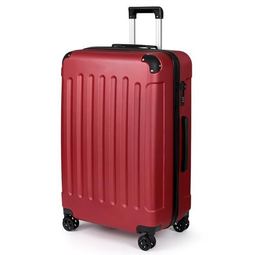 TANTOMI Koffer Groß, 28 Zoll Hartschalenkoffer, Trolley, Leichter ABS-Rollkoffer, Reisekoffer mit 4×360°-Rollen, 3-Stelliges Zahlenschloss (Rot, 95L)