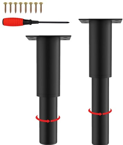EURXLQ 2 Pied de Meuble Reglable,Pied de Lit,Pieds de Meubles,Pied Reglable pour Meuble,Pied Meuble Salle de Bain,Pieds Table Basse,Hauteur Réglable,Capacité de Charge 800kg (Noir, 25-43 cm)