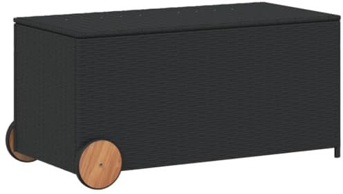 vidaXL Gartentruhe mit Rollen Schwarz 190L Poly Rattan
