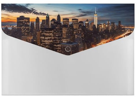 YKUDBN XB0608021 Aktenordner, Motiv: New York City, Landschaft, Druck, dekorative Aktenordner, Box für Zuhause, Arbeit, Büro, Organizer