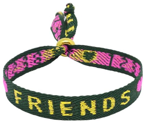 Selfmade Jewelry - Statement Festival Armband Stoff Armband Damen Stoffarmbänder in Pink für Festival Outfit Damen (BEST FRIENDS (Dunkelgrün-Gold)