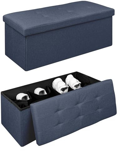 Pouf Contenitore Cassapanca Con Scarpiera Interna Salvaspazio Portaoggetti Porta Scarpe Panca Sgabello A Pie Di Letto Rettangolare Poggiapiedi Panchina - Blujeans5 - Rettangolare