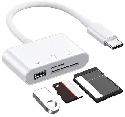 Boulton USB C SD Card Reader - OTG Adapter 3-in-1 USB-C Card Reader for SD SDHC SDXC RS-MMC MMC-Micro Micro-SD Micro SDHC Micro SDXC - SDXC Type-C Adaptor