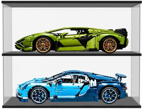 2 Etagen Vitrine Acryl für Lego Auto 42115 42083 42096 Modellauto im Maßstab 1/8, große Vitrine für Sammlung, transparente Box, staubdichte Aufbewahrung