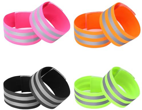 Lvefyti 8 Stück Reflektorband, Hosenklammer Fahrrad, Fahrradklammer für Hosen Reflektoren Kleidung Hosenschutz Fahrrad mit Starken Reflektorstreifen für Fahrrad, Joggen und Wandern