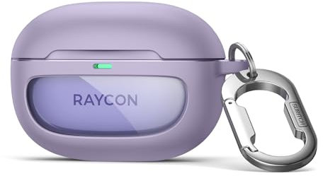 SURITCH Hülle Kompatibel mit Raycon Everyday Ohrhörer (2024 Ausgabe),Stoßfest Magnetisch Schutzhülle mit Magnetisches Schloss & Karabiner & Schlüsselbund & Unterstützt drahtloses Laden, Violett