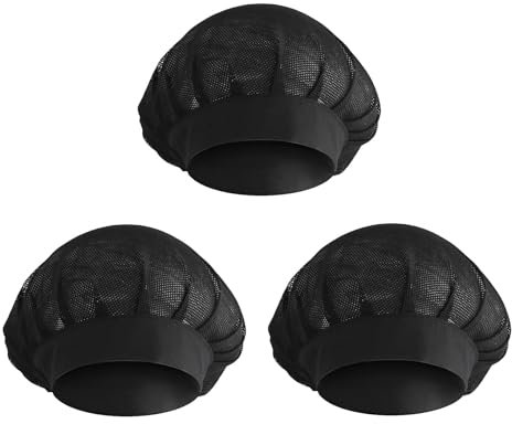 SWYSGS Kochmützen - 3 PCS Kochmütze für Küche Kochen, Chef Hut Verstellbar Catering Service Haarnetz Küche Wiederverwendbare Mesh Dining Beanie Kochhaube Damen Herren(Schwarz)