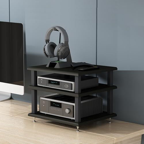 Mueble hifi Mueble tocadiscos Mueble habitacion equipo de musica for Amplificadores de Parlantes, Armario estéreo moderno,Armario de almacenamiento de medios para cine en casa, audio y video(Nero,40X3