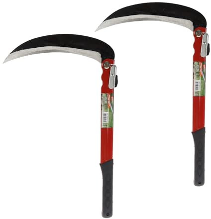 2 PEZZI – A2ZWORLD Falce Pieghevole 39cm, Giardinaggio Multiuso, Falce da Erba per Diserbo, Falce di Sicurezza Portatile per Escursionismo di Emergenza, Attrezzi Falce, Lama 21cm
