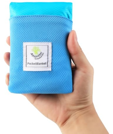KITDAHOM Mini Picknickdecke - Stranddecke - Ultraleicht, 150 × 110 cm, Nylon Material, Superleicht, Sandabweisend, Reiß- und Abriebfest, Ideal für Reisen, Camping, Strand und Wandern (Blau)