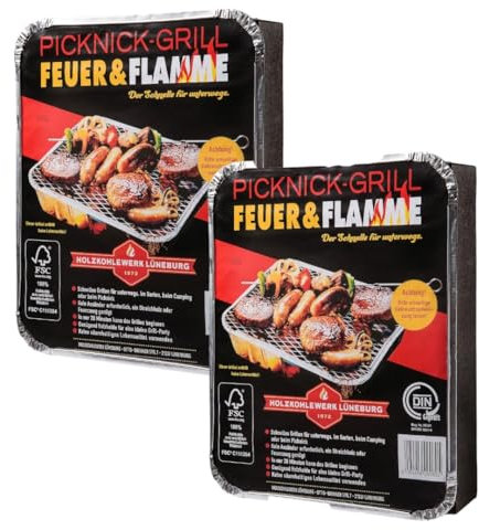 Feuer & Flamme Picknick & Einweggrill (2er Pack)
