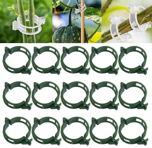 Plant Support Clips, Garden Clips for Climbing Plants, Tomato Clips Plastic Plant Clips, Plant Clips for Support Grape Tomato Vegetables Plants to Grow Upright Makes Plants Healthier (100, Green)