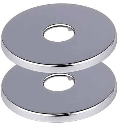 Rosace Douche Large 3/4 - Rosace Robinet en Acier Inoxydable Plate 80x5mm - Garniture Murale pour Mitigeur Douche & Rosace Tuyau Chauffage - 2 Pcs Argent